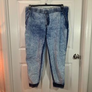 Thrill Acid Wash Jogger Elastic Waist Denim Hip Hop Plus Size 1X